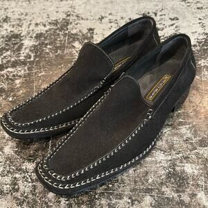 Stacy Adams Black Suede Slip On Loafer w/Contrast Stitching Size 9